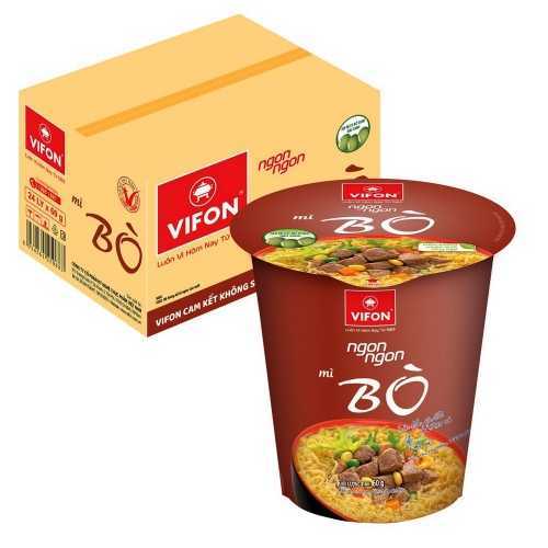 Sopa de fideos con carne de res Tazón NGON NGON VIFON de cartón 24x60g Vietnam