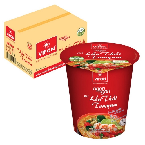 Zuppa di Noodle Lau Thai Tom Yum Ciotola NGON NGON VIFON cartone 24x60g Vietnam