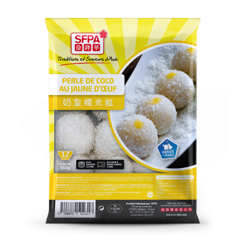 Perle di cocco con tuorlo d'uovo SFPA 550g Francia - SURGELES Perle di cocco con tuorlo d'uovo SFPA 550g Francia - SURGELES