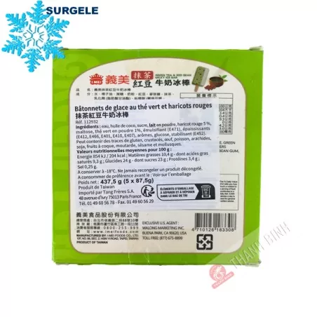 Eis aus grünem Tee und roten Bohnen, 5 Stäbchen IMEI , 437,5 g, Taiwan – SURGELES