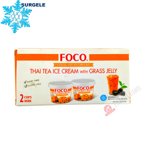 Glace au thé Thai avec gelée d'herbe FOCO 160g Thailande - SURGELES