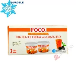 Glace au thé Thai avec gelée d'herbe FOCO 160g Thailande - SURGELES
