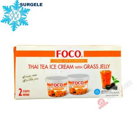 Glace au thé Thai avec gelée d'herbe FOCO 160g Thailande - SURGELES