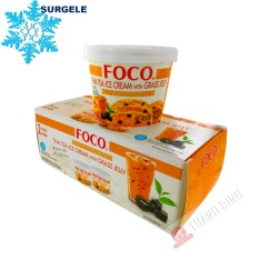 Glace au thé Thai avec gelée d'herbe FOCO 160g Thailande - SURGELES
