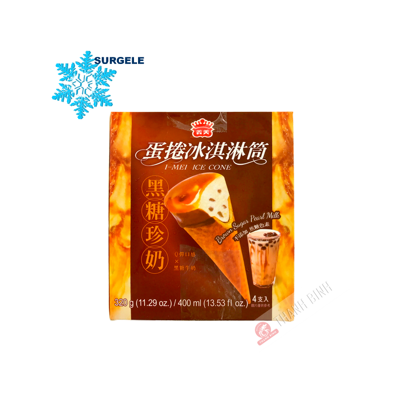 Glace Buble tea sucre brun avec perles 4 gaufrettes IMEI 320g Taiwan - SURGELES