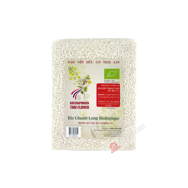 RATCHAPHRUEK THAI FIORE BIOLOGICO a base di riso appiccicoso lungo aromatizzato 1kg Thailandia RATCHAPHRUEK THAI FIORE BIOLOGICO a base di riso appiccicoso lungo aromatizzato 1kg Thailandia