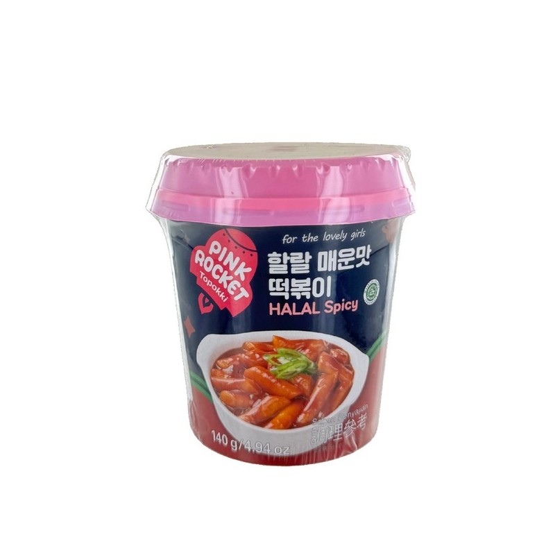 Topokki pimenté Halal en bol PINK ROCKET 140g Corée du Sud