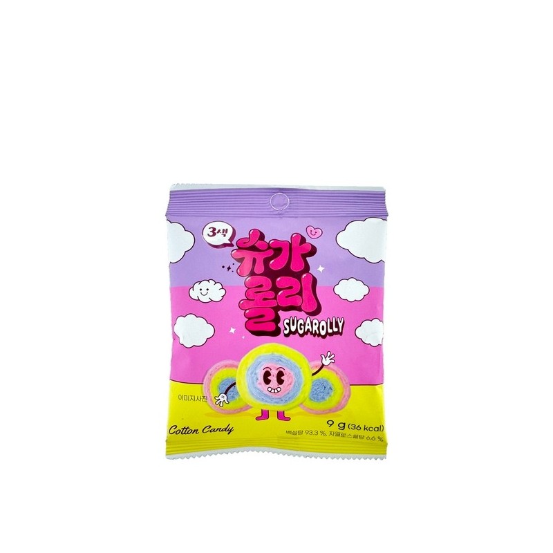 Bonbon coton 3 couleurs SUGAROLLY 9g Corée du Sud