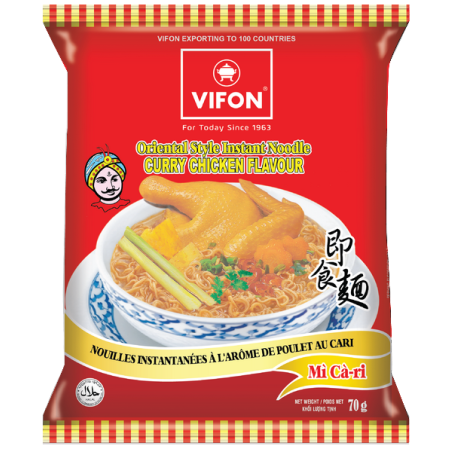 Zuppa di noodle di pollo al curry VIFON cartone 30x70g Vietnam