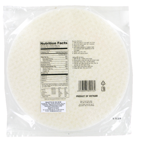 Feuille de riz 28cm pour rouleaux printemps 3 Bambou Vietnam 340g