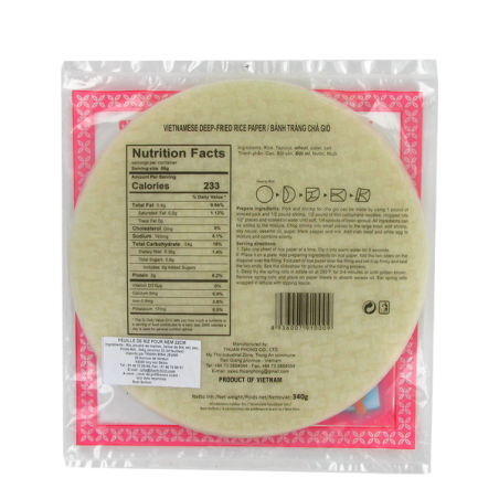Rice paper 22cm for nems 3 BAMBOO 340g VIETNAM