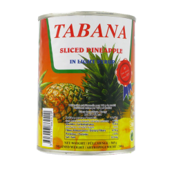 Pineapple 10 slices, whole in light syrup TABANA 565g France