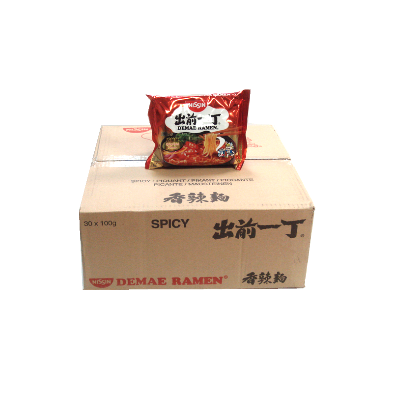 Soupe nouille Ramen Demae piquant NISSIN carton 30x100g Hongrie