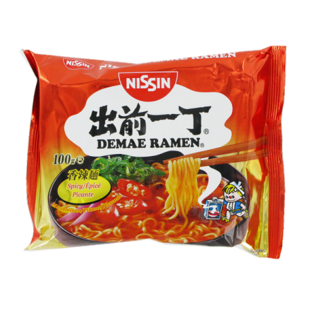 Zuppa di noodle Demae Ramen piccante NISSIN cartone 30x100g Ungheria