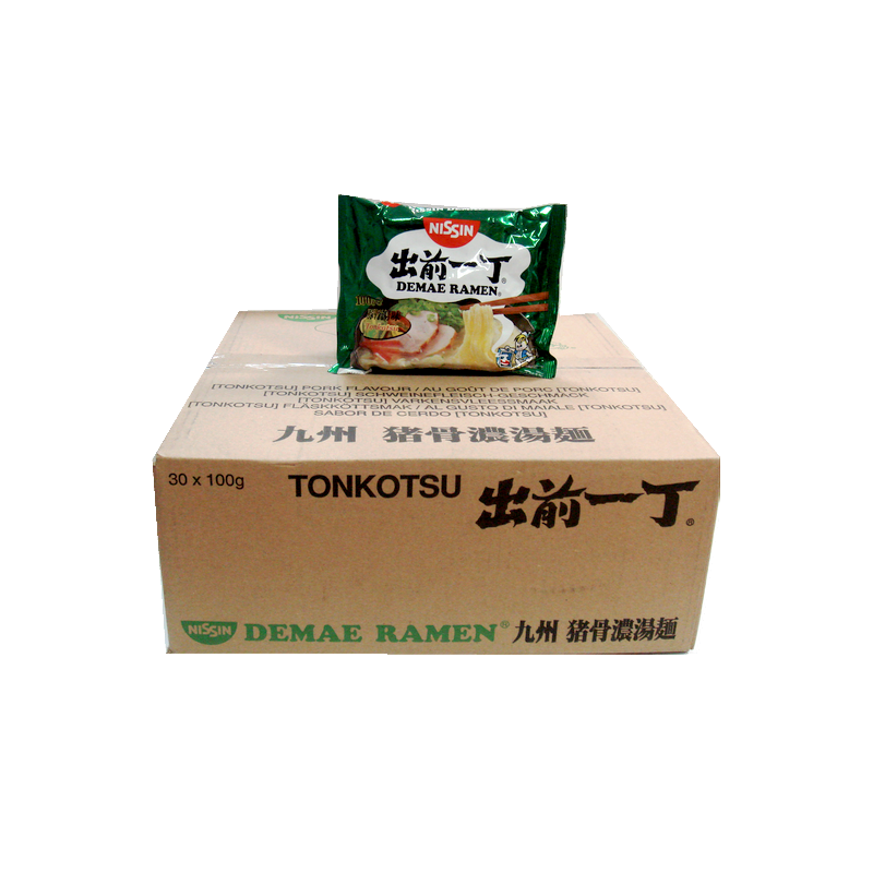 Soupe nouille Ramen Demae porc Tonkotsu NISSIN carton 30x100g Hongrie
