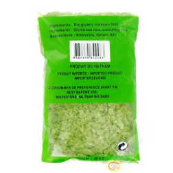 El arroz pegajoso, de color verde aplanado DRAGÓN de ORO 200g de Vietnam