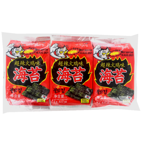 Spicy grilled seaweed MANIDDO 3x5g Korea