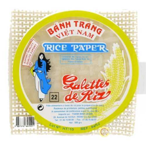 Feuille de riz 22cm carré pour nems JEUNE FILLE 400g Vietnam