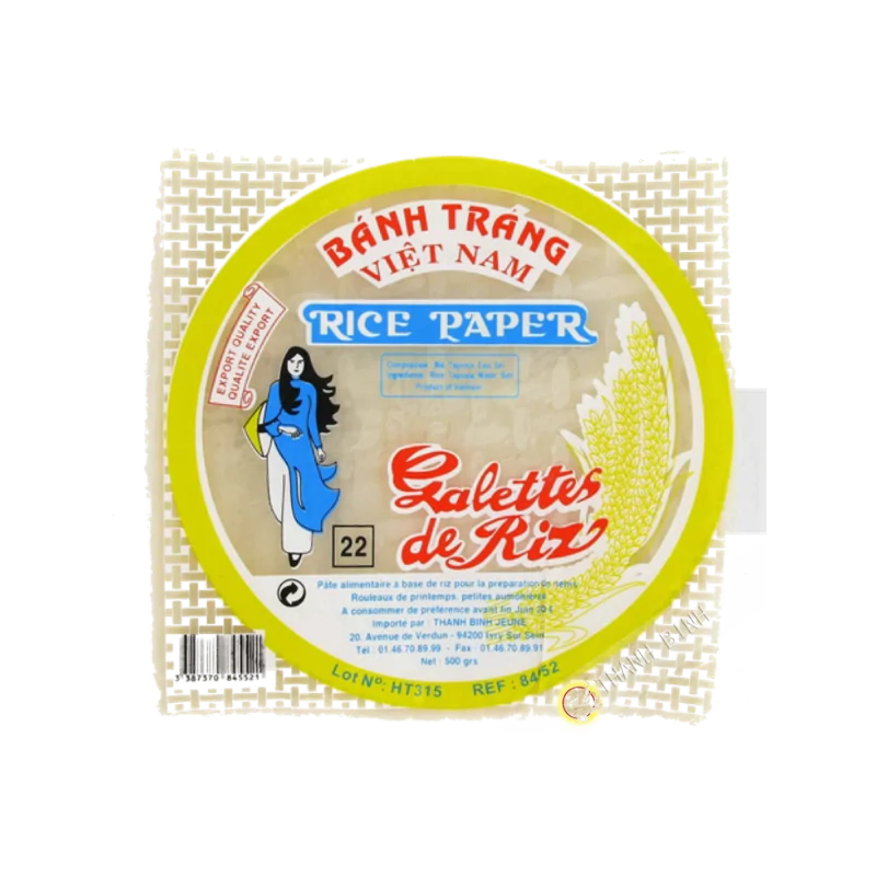 Feuille de riz 22cm carré pour nems JEUNE FILLE 400g Vietnam Feuille de riz 22cm carré pour nems JEUNE FILLE 400g Vietnam