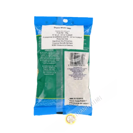 Coriandre Dhania entier TRS 100g Inde