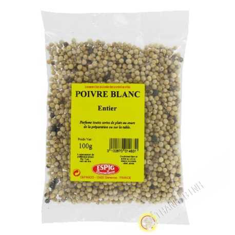 Poivre blanc en grains - grains entiers - 100 g