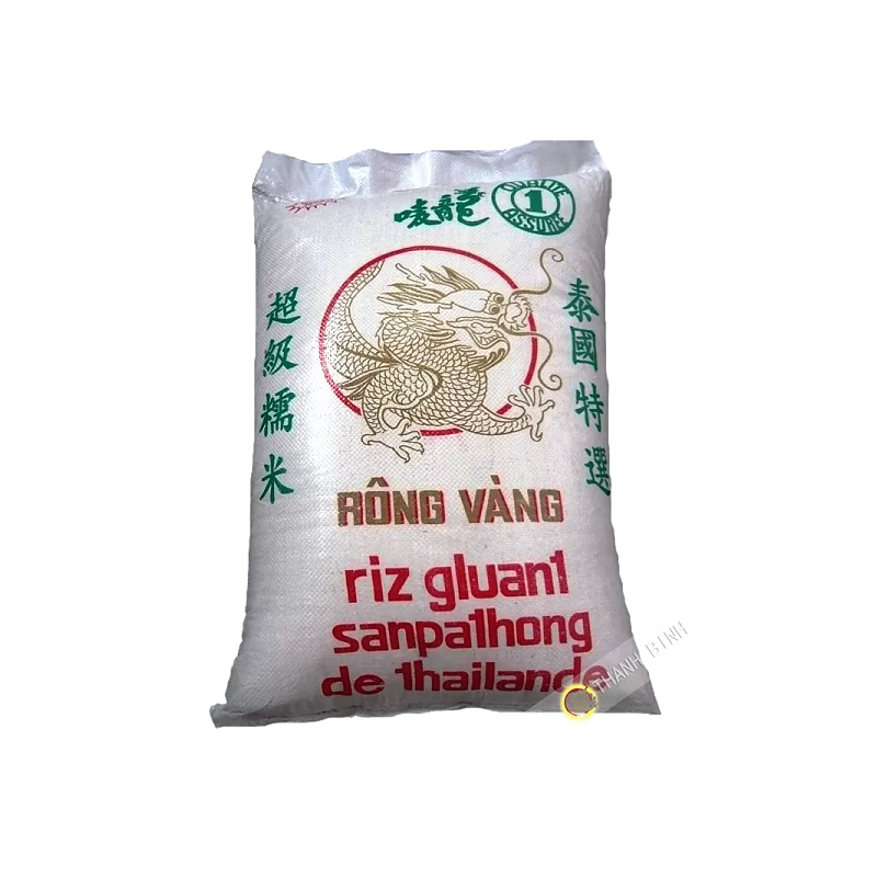 Riz gluant Sanpathong long parfumé DRAGON OR 18kgs Thailande Riz gluant Sanpathong long parfumé DRAGON OR 18kgs Thailande