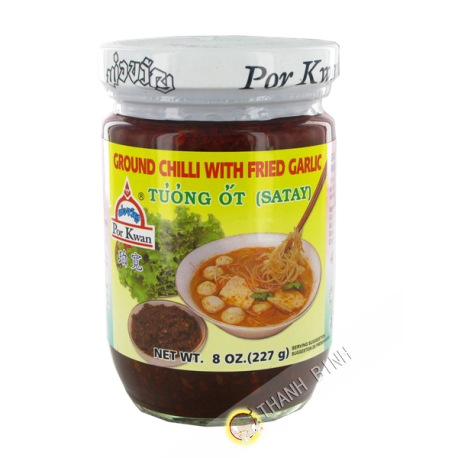 Ground chilli with fried garlic, chilli sauce Satay POR KWAN 227g Thailand