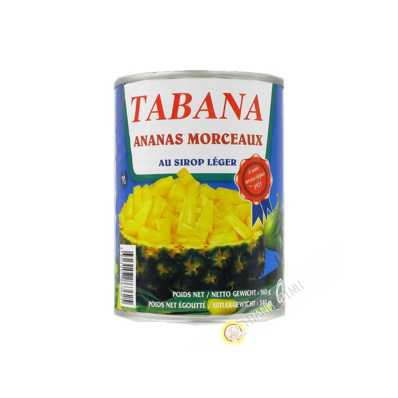 Pineapple pieces in light syrup TABANA 565g France