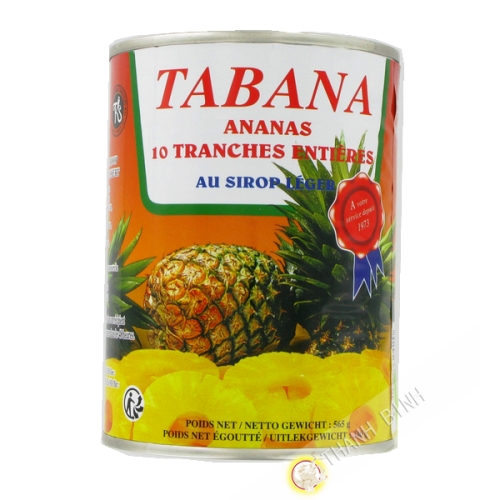 Pineapple 10 slices, whole in light syrup TABANA 565g France