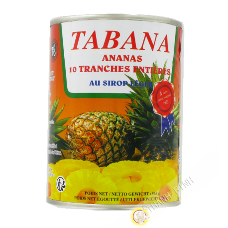 Ananas 10 tranches entières au sirop léger TABANA 565g France