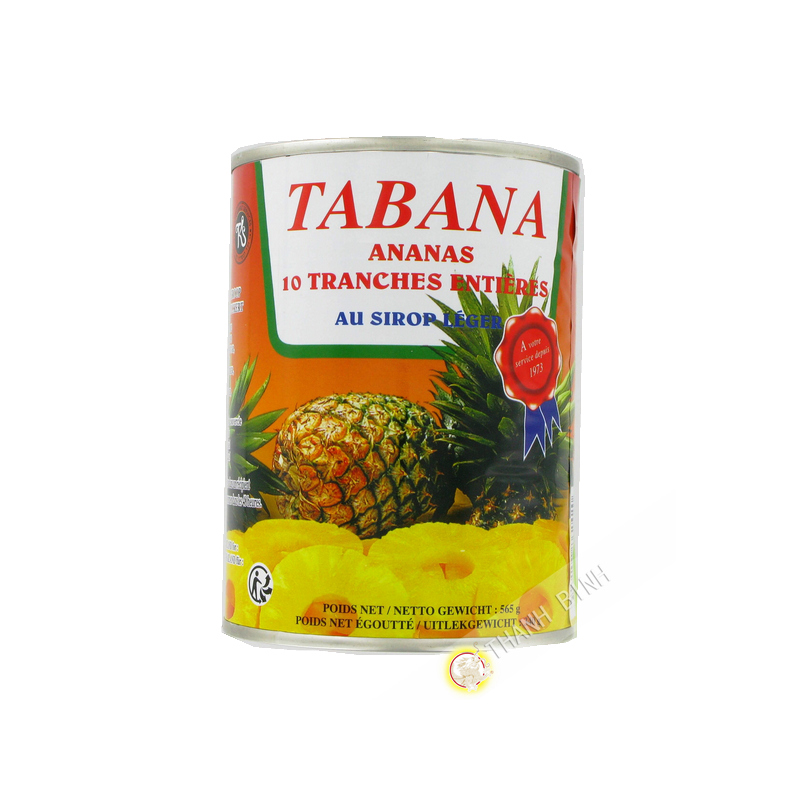 Pineapple 10 slices, whole in light syrup TABANA 565g France