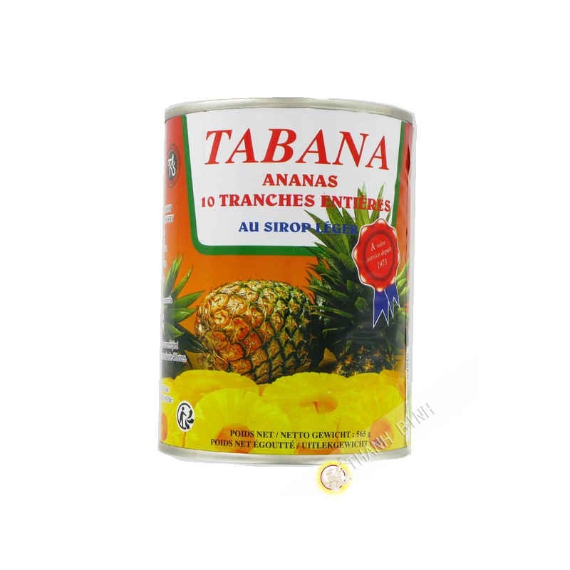 Pineapple 10 slices, whole in light syrup TABANA 565g France