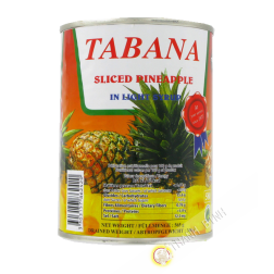 Ananas 10 tranches entières au sirop léger TABANA 565g France