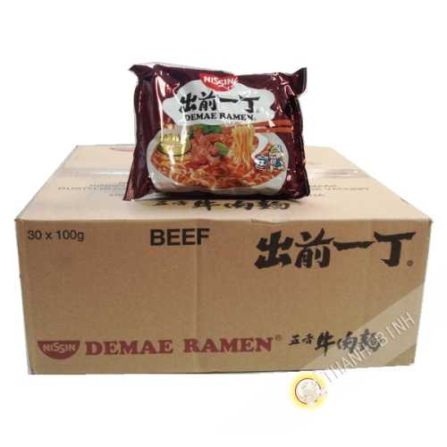 Sopa de fideos Ramen Demae booeuf NISSIN de Cartón 30pcsx100g Hungría