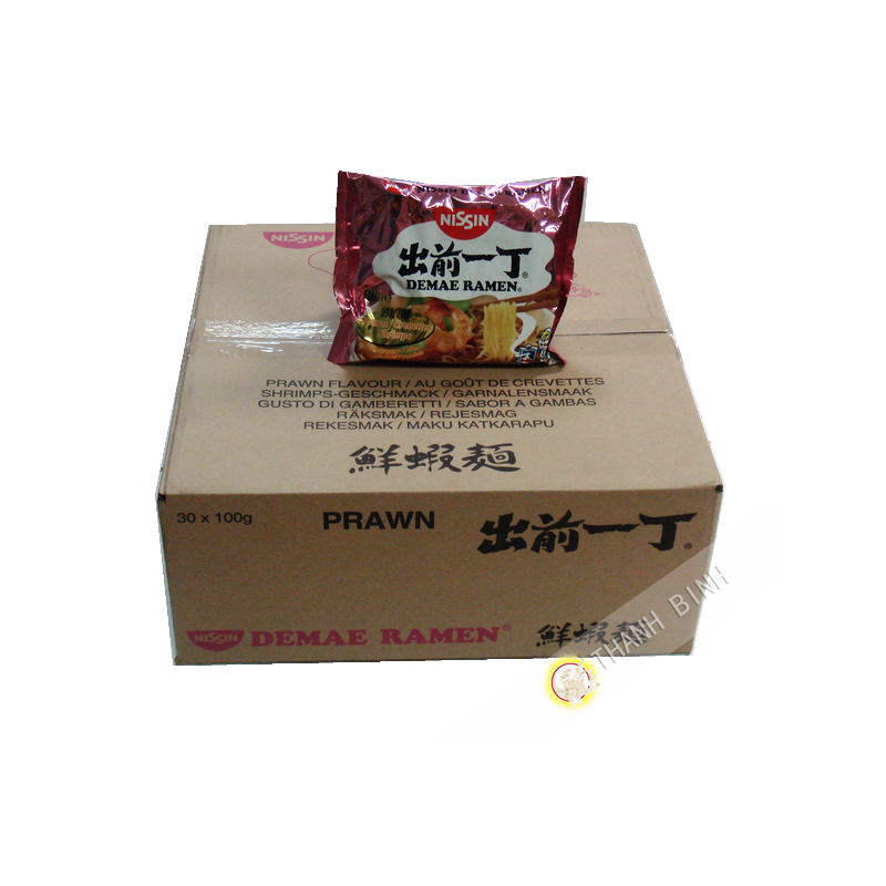 Soupe nouille Ramen Demae crevette NISSIN carton 30x100g Hongrie Soupe nouille Ramen Demae crevette NISSIN carton 30x100g Hongrie