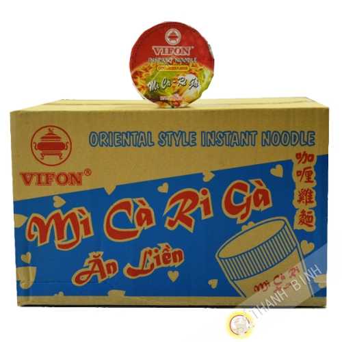 Sopa de fideos de pollo al curry Tazón NGON NGON VIFON de cartón 24x60g Vietnam