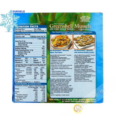 Moule 1/2 coquille SANFORD 800g NEW ZEALAND - SURGELES