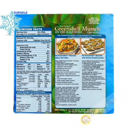 Vẹm xanh 1/2 vỏ SANFORD 800g NEW ZEALAND - SURGELES